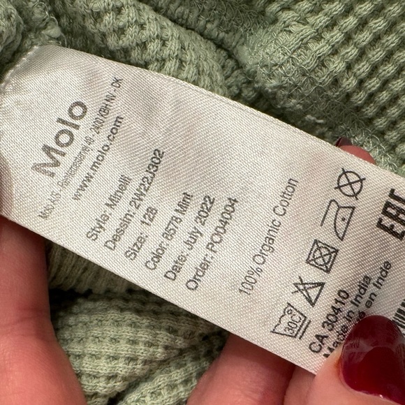 Molo Minelli Mint Waffle Knit Sweatshirt with Hood - Picture 8 of 9